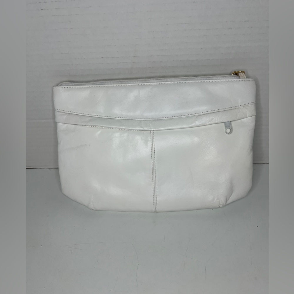 Crossbody Strap Purse Small White Snap Close 12” x 8”, 2 Pockets